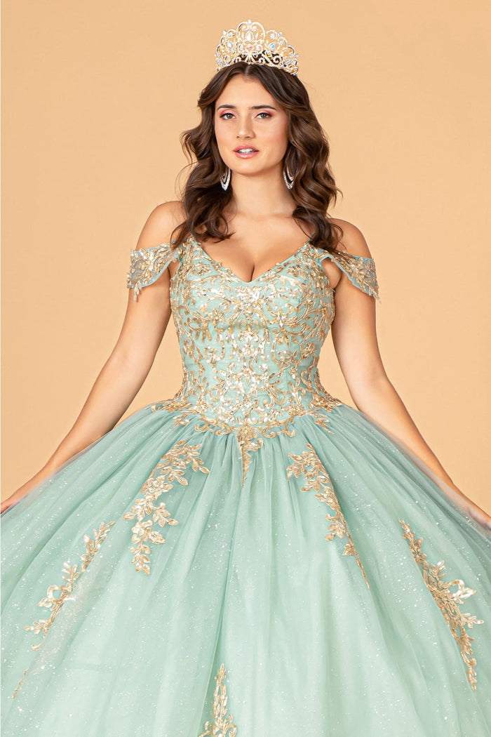 Embroidered Cold Shoulder Ball Gown by Elizabeth KGL3100