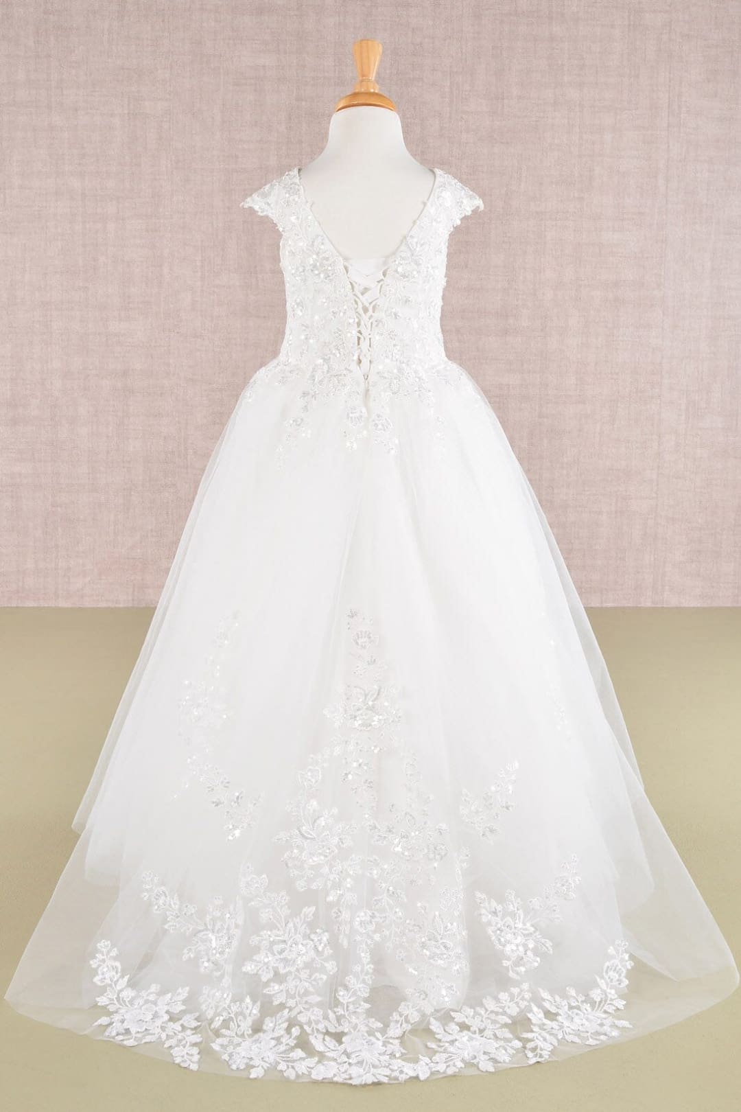 Embroidered Girls Cap Sleeve Gown by Elizabeth K GK108 - Girls Formal Dresses