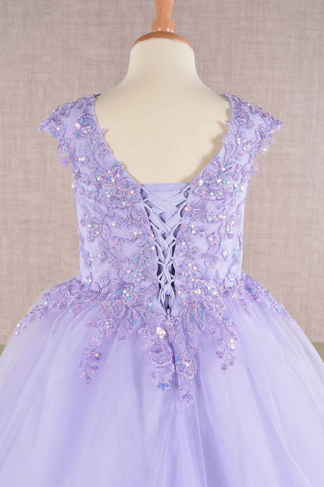 Embroidered Girls Cap Sleeve Gown by Elizabeth K GK108 - Girls Formal Dresses