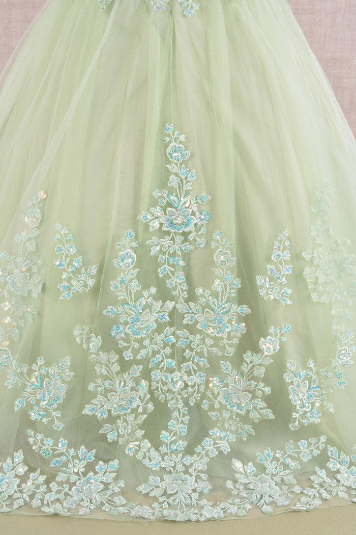 Embroidered Girls Cap Sleeve Gown by Elizabeth K GK108 - Girls Formal Dresses