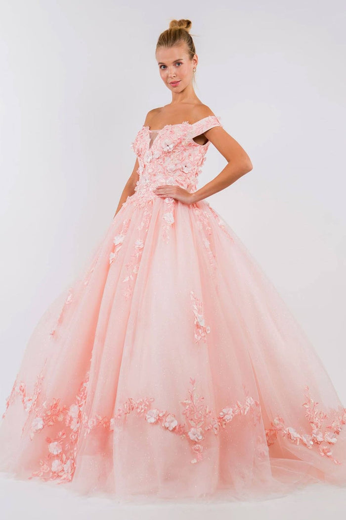 Embroidered Off Shoulder Ball Gown by Elizabeth KGL1958