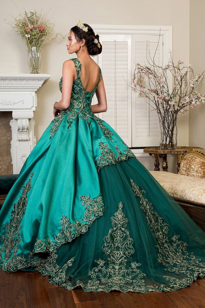 Embroidered Satin Ball Gown by Elizabeth KGL1930