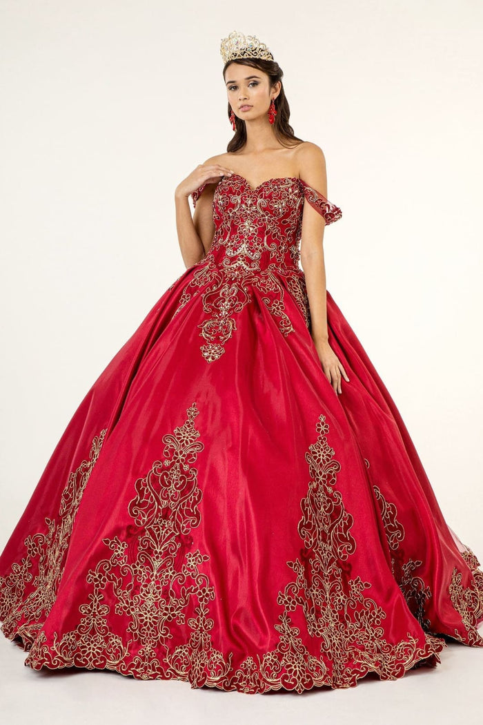 Embroidered Satin Ball Gown by Elizabeth KGL1930