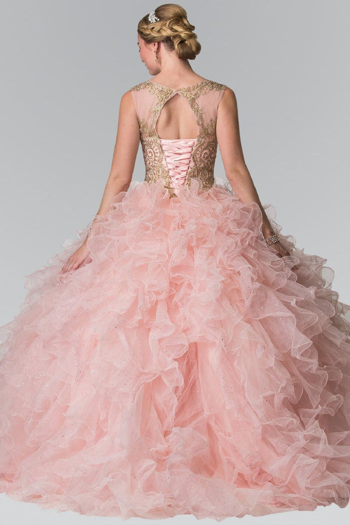 Embroidered Ruffled Ballgown by Elizabeth KGL2208
