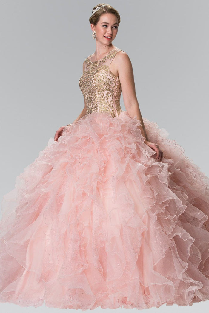 Embroidered Ruffled Ballgown by Elizabeth KGL2208