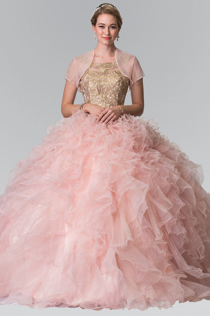 Embroidered Ruffled Ballgown by Elizabeth KGL2208