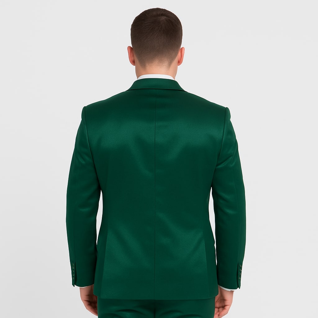 Emerald Green Satin Tuxedo Set  Formal 4-Piece Outfit for Prom or Wedding
