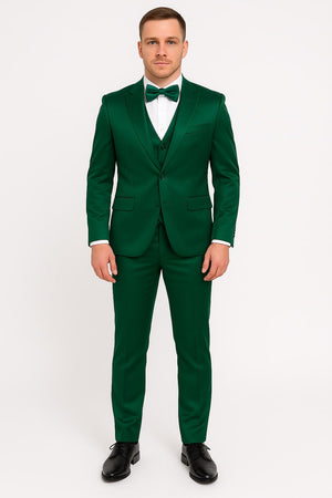 Emerald Green Satin Tuxedo Set  Formal 4-Piece Outfit for Prom or Wedding