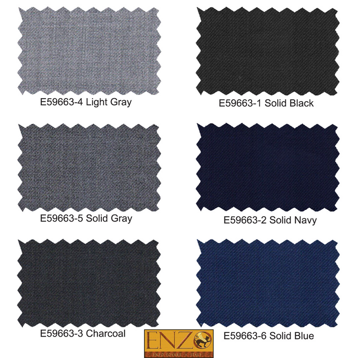 ENZO 150s Super Wool 2-Button Suits in 6 Solid Fabrics Colors