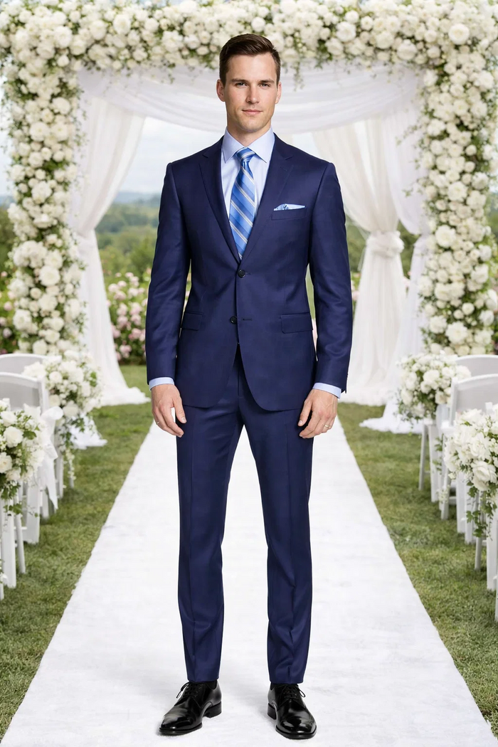 ENZO 150s Super Wool 2-Button Suits in 6 Solid Fabrics Colors