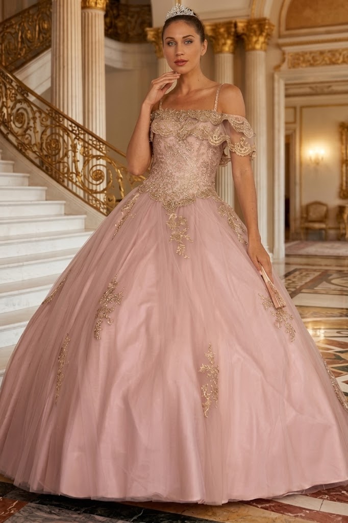 Off Shoulder Quinceañera Ball Gown Embroidered Lace-Up Back Floor Length by Elizabeth K GL2510