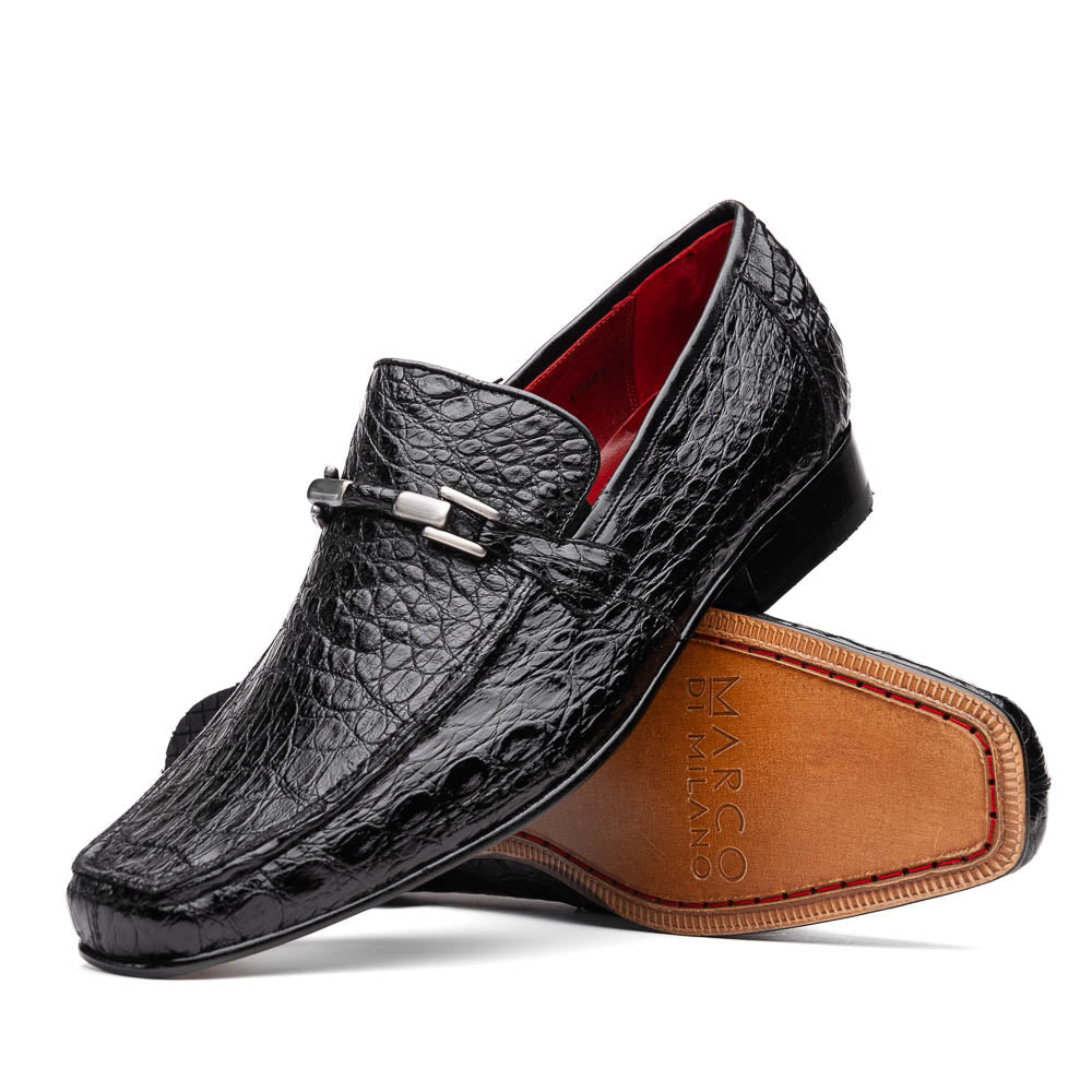 Marco Di Milano Fabro Black Caiman Bit Loafers