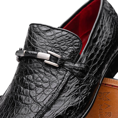 Marco Di Milano Fabro Black Caiman Bit Loafers