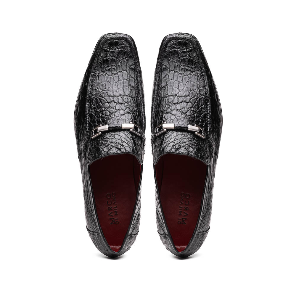 Marco Di Milano Fabro Black Caiman Bit Loafers