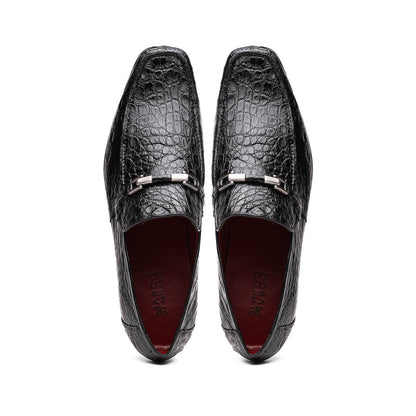 Marco Di Milano Fabro Black Caiman Bit Loafers