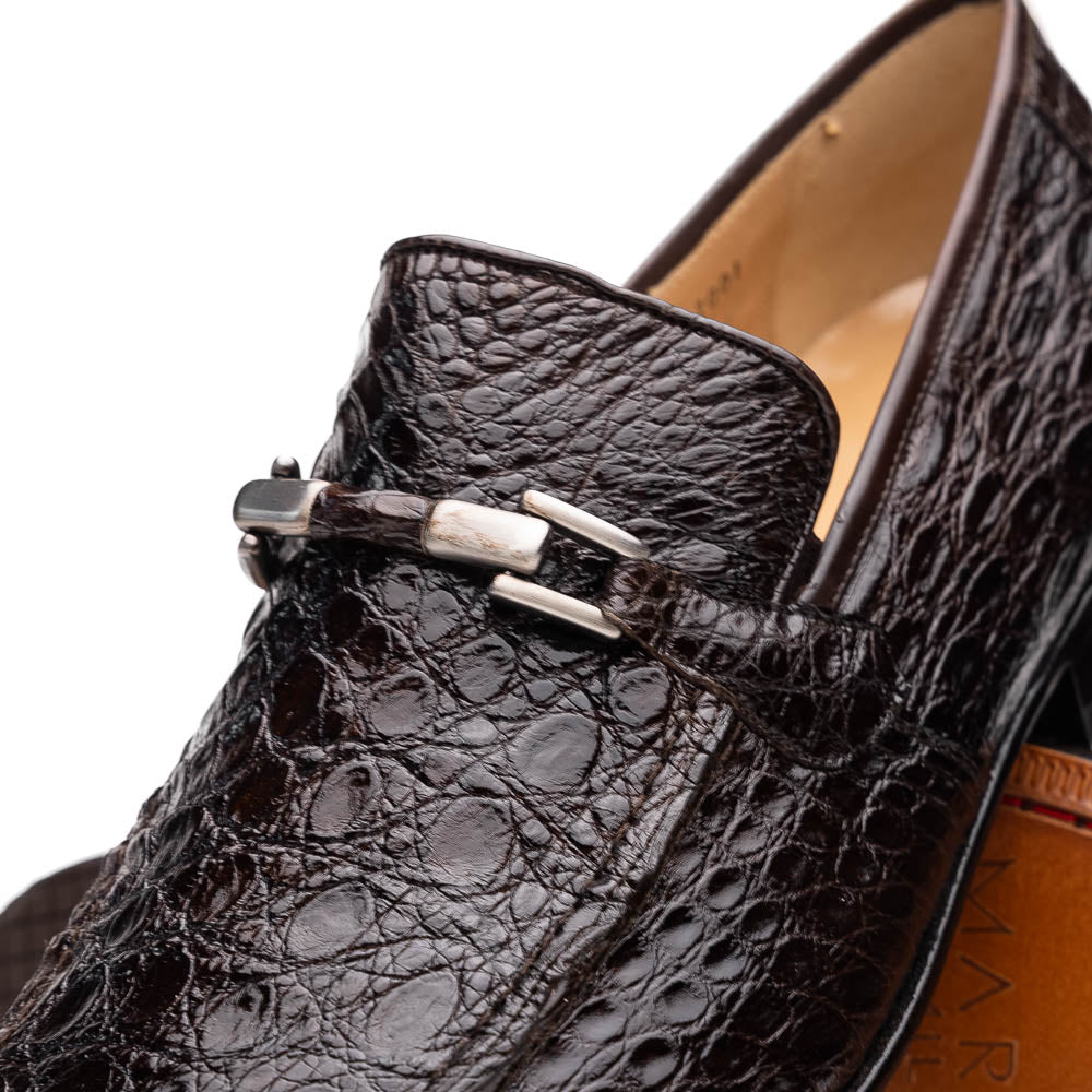 Marco Di Milano Fabro Brown Caiman Bit Loafers