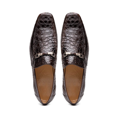 Marco Di Milano Fabro Brown Caiman Bit Loafers