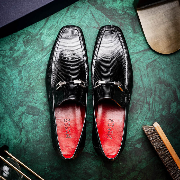 Marco Di Milano Fabro-Liz Black lizard bit loafer