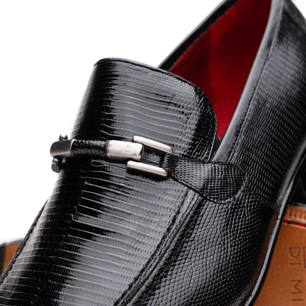 Marco Di Milano Fabro Black Lizard Bit Loafers
