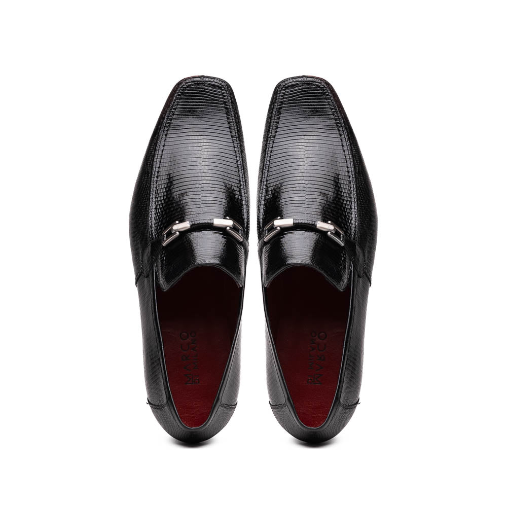 Marco Di Milano Fabro Black Lizard Bit Loafers