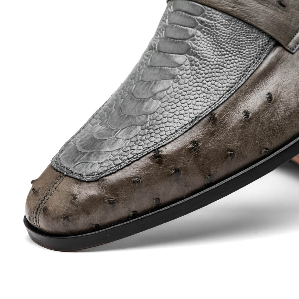 Marco Di Milano Fangio Serpentine Grey Ostrich Penny Loafer