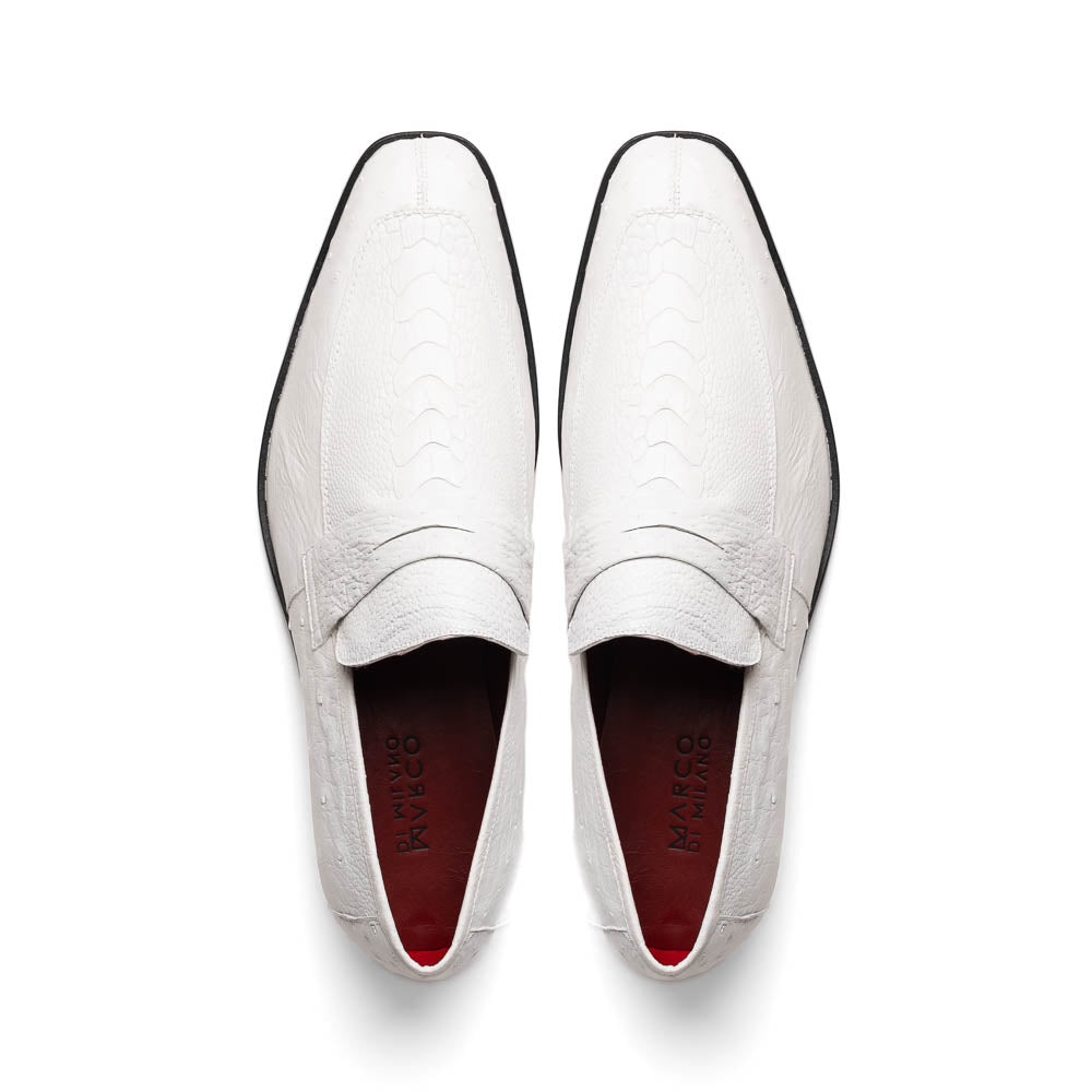 Marco Di Milano Fangio White Ostrich Penny Loafer