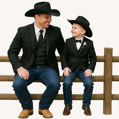 matching-father-and-son-black-western-tuxedo-blazer-with-vest-cowboy-hat-included
