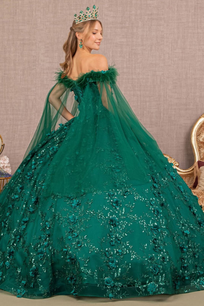 Feather Off Shoulder Ball Gown by Elizabeth KGL3101