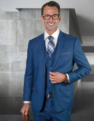 Statement Men's 3 Piece 100% Wool Fashion Suit - Subtle Texture
