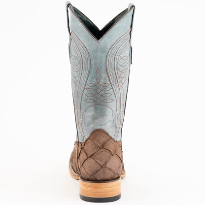 Ferrini Bronco Men's Print Pirarucu Fish Boots Handcrafted Brown 4339310
