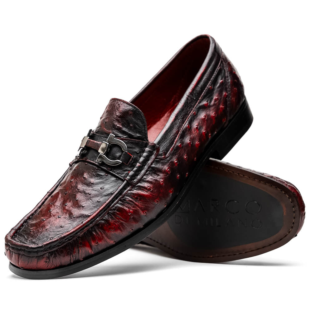 Marco Di Milano Ferrioni Ostrich Black Cherry Bit Loafer