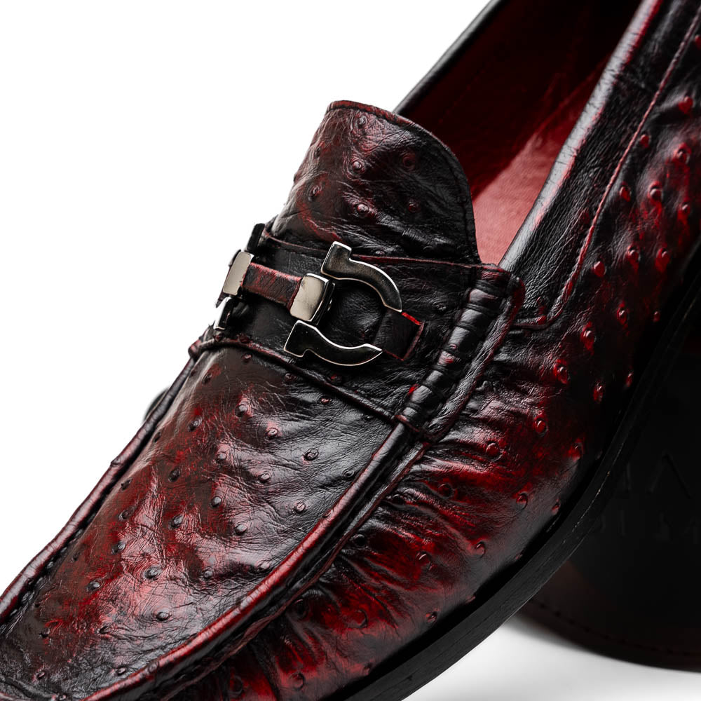 Marco Di Milano Ferrioni Ostrich Black Cherry Bit Loafer