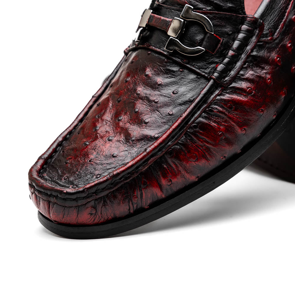 Marco Di Milano Ferrioni Ostrich Black Cherry Bit Loafer