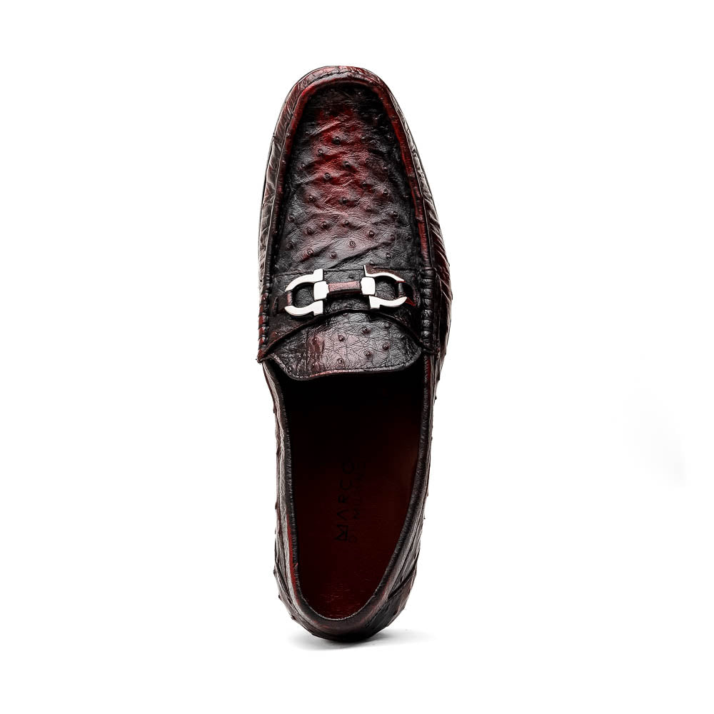 Marco Di Milano Ferrioni Ostrich Black Cherry Bit Loafer