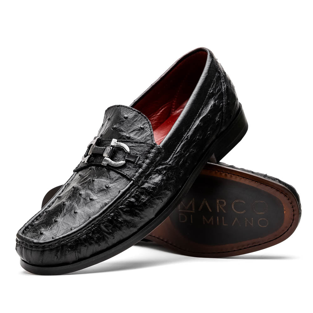 Marco Di Milano Ferrioni Ostrich Black Bit Loafer