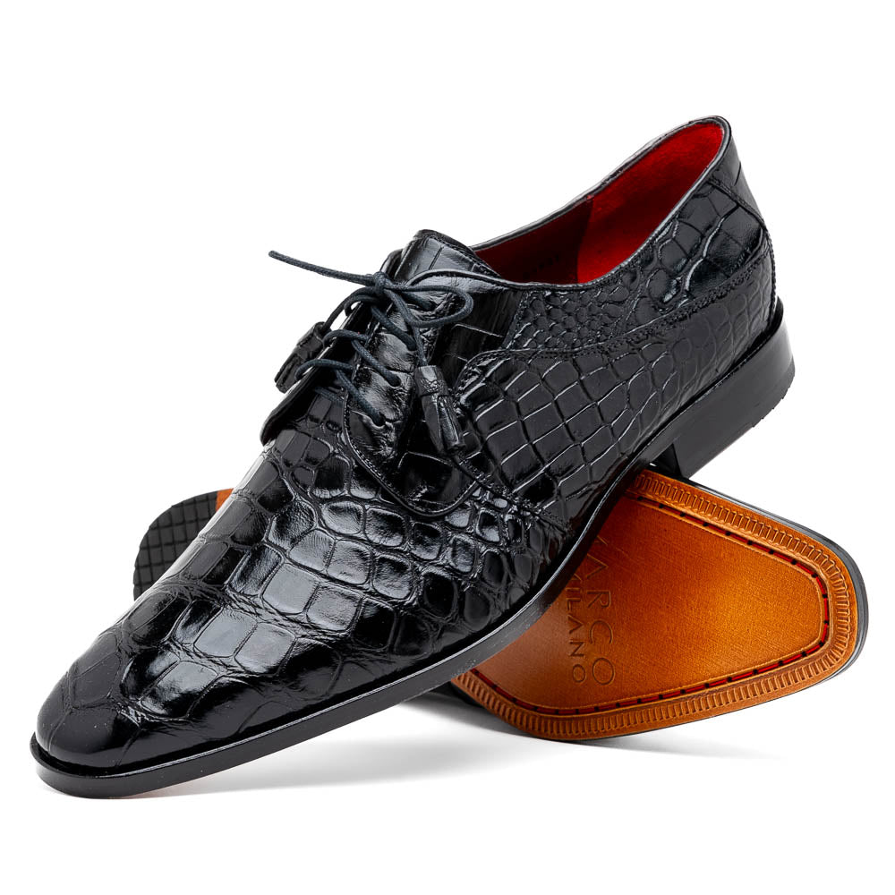 Marco Di Milano Fitipaldi Black Alligator Derby Shoe