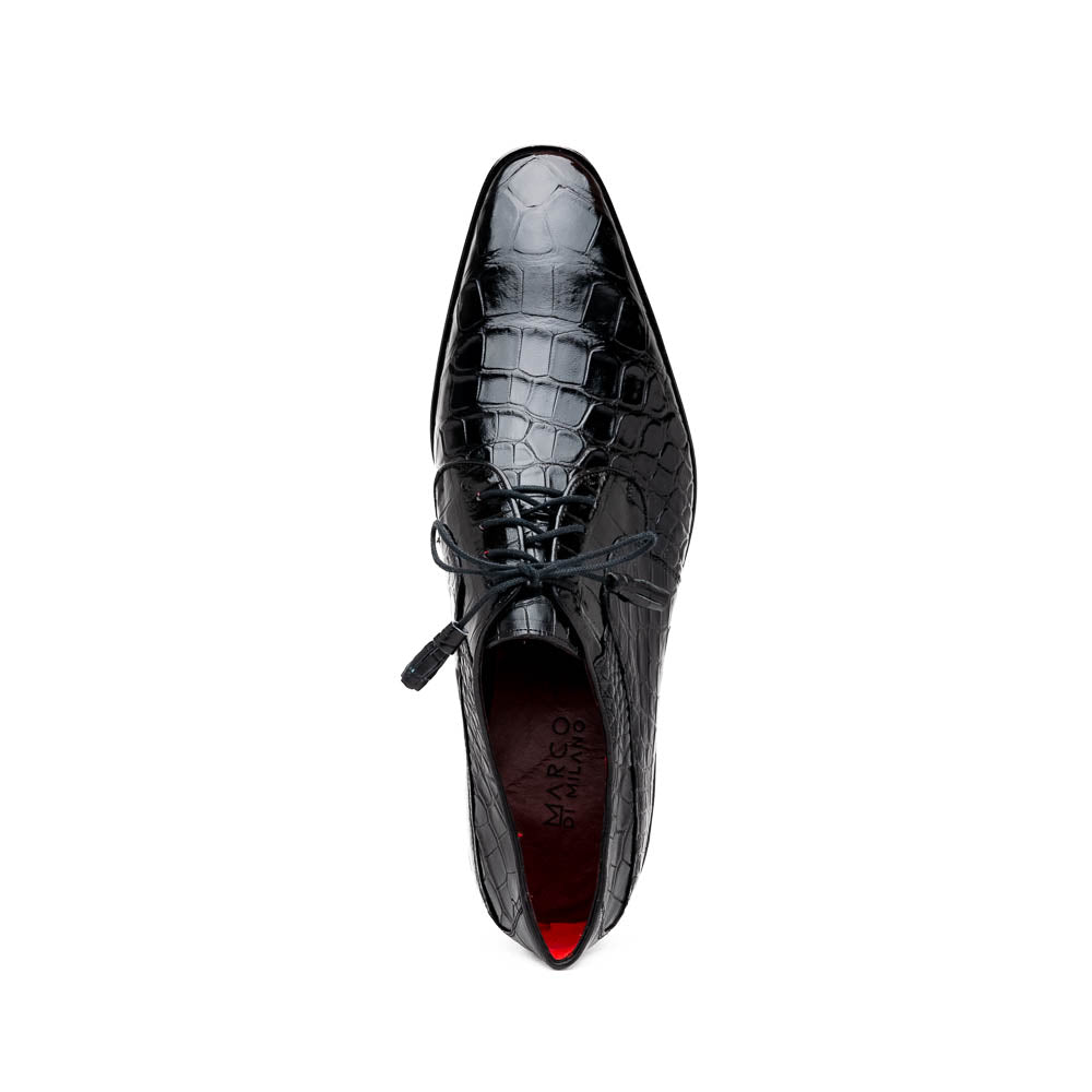 Marco Di Milano Fitipaldi Black Alligator Derby Shoe