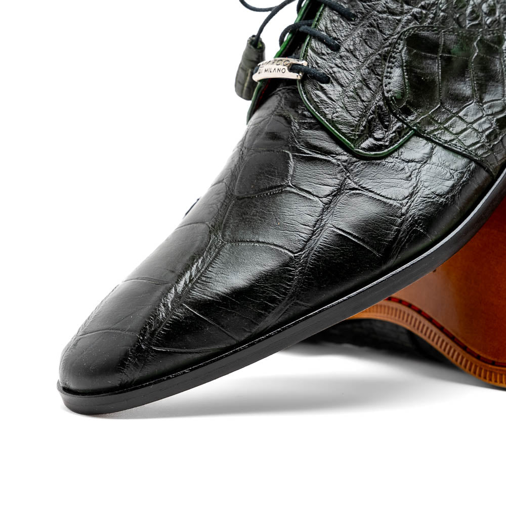Marco Di Milano Fitipaldi Olive Alligator Derby Shoe