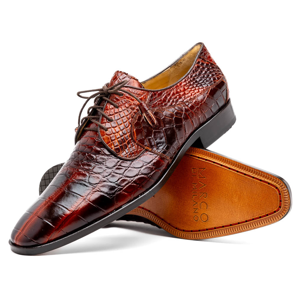 Marco Di Milano Fitipaldi Rustic Cognac Alligator Derby Shoe