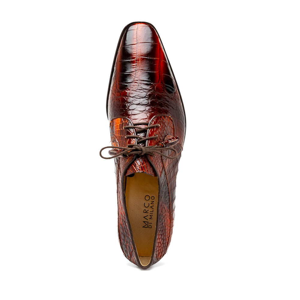 Marco Di Milano Fitipaldi Rustic Cognac Alligator Derby Shoe