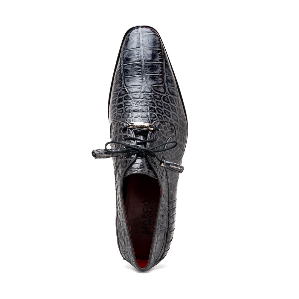 Marco Di Milano Fitipaldi Rustic Grey Alligator Derby Shoe
