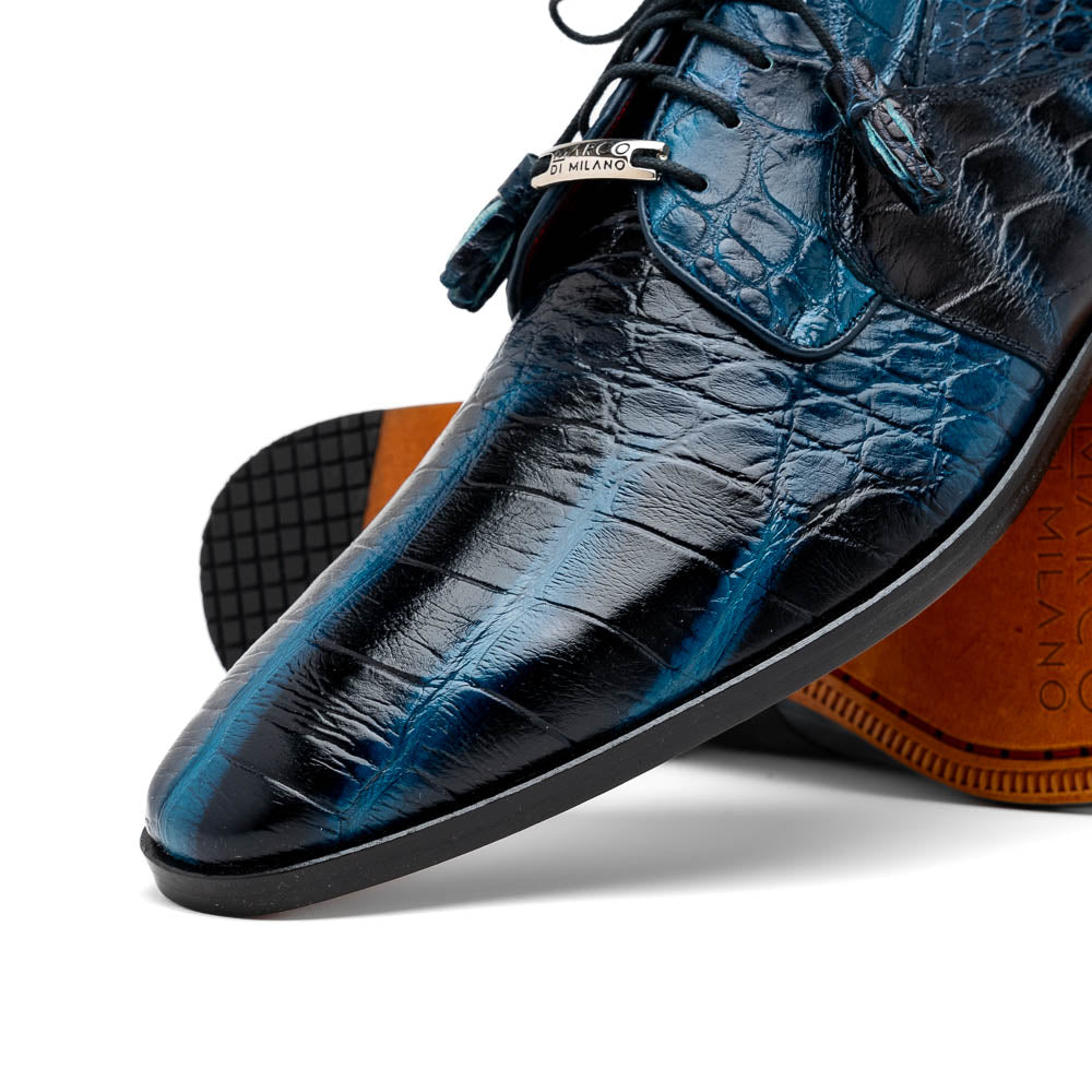 Marco Di Milano Fitipaldi Rustic Blue Alligator Derby Shoe