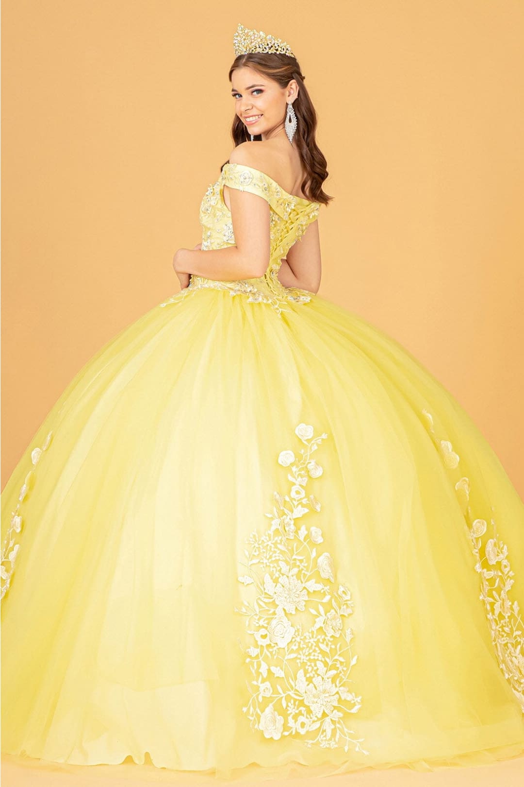 Floral Embroidered Off Shoulder Ball Gown by Elizabeth K GL2802 - Quinceanera Dresses