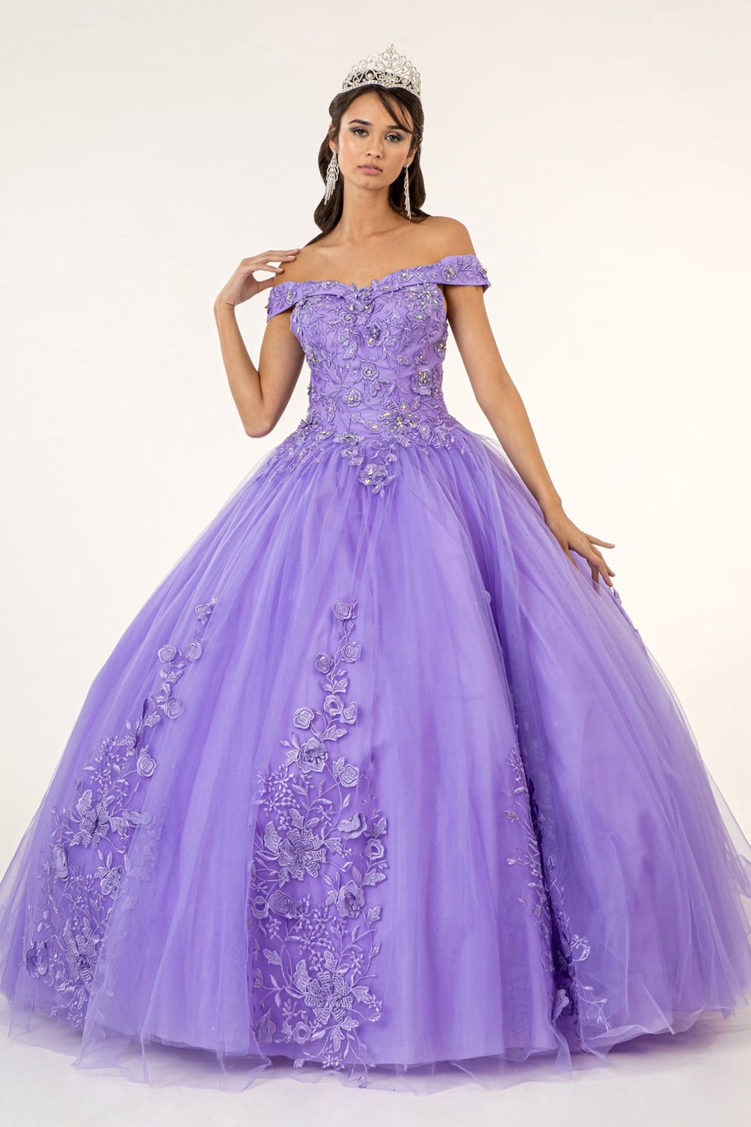 Floral Embroidered Off Shoulder Ball Gown by Elizabeth K GL2802 - Quinceanera Dresses