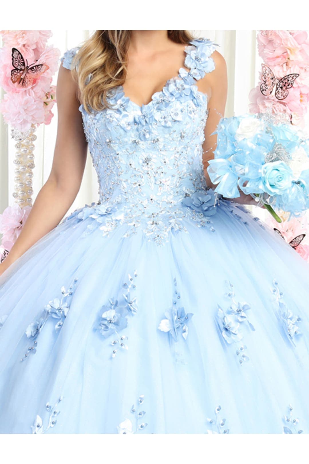 Layla K LK157 Sleeveless Floral Embroidered Quinceañera Ball Gown