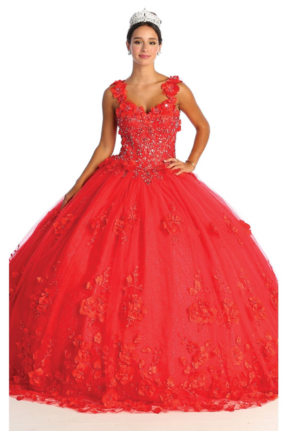 Plus Size Ball Gown in Red | Formal Quinceanera Dress by LK157