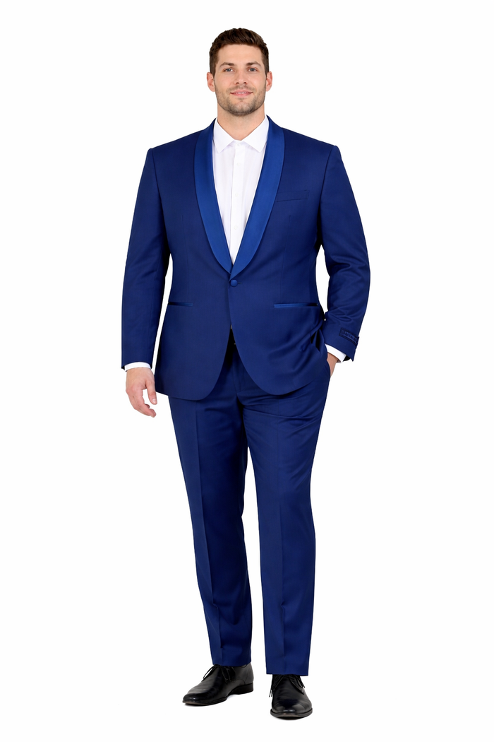 Cobalt Blue Tuxedo with Blue Lapel - All Indigo Blue Wedding Suit - Dark Royal