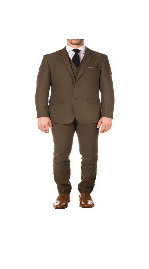 Men'S Slim Fit Suit - Fitted Suit - Skinny Suit Cognac Modern Patterned Lining Peak Blinder Custom Vested Suit