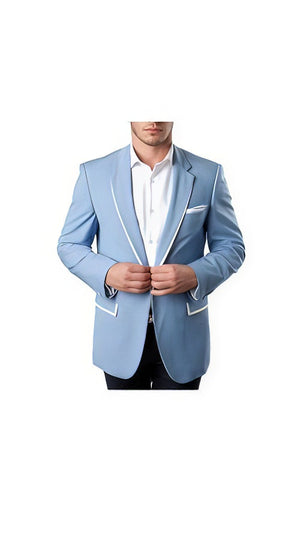 Men'S Tazio Cheap Priced Designer Fashion Dress Casual Blazer For Men On Sale Light Blue With White Trim Slim Fit Wedding Blazer