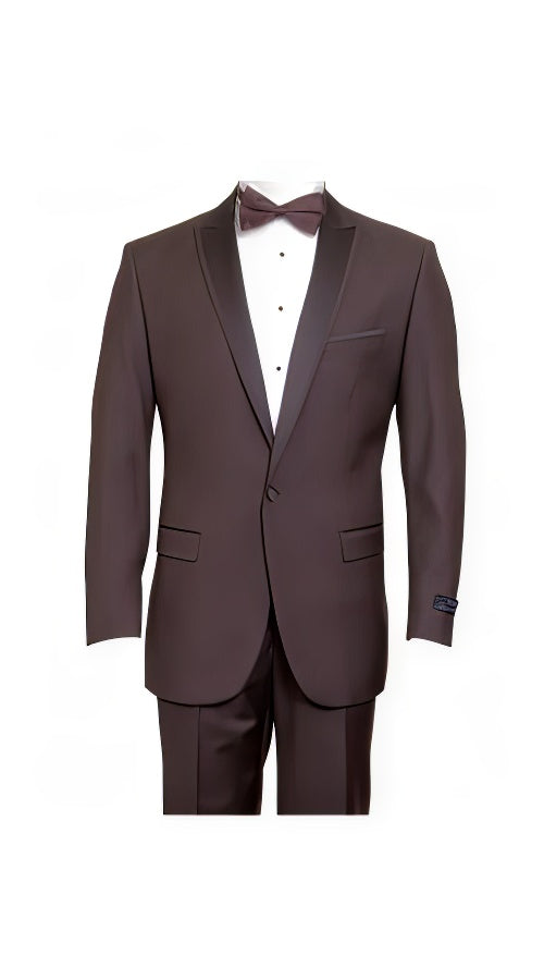 Men's Brown Western Slim Fit Cowboy Tuxedo Suit with 1-Button Front Closure and Peak Lapel  Wide Lapel Western Formal Suit - Traje Para Hombre